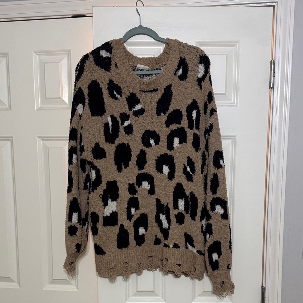 Altar'd State Leopard Print Sweater - Brown and Black